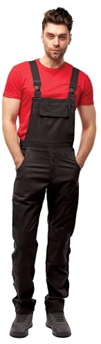 strongAnt Latzhose Herren Stretch Arbeitshose Arbeitslatzhose mit Kniepolstertaschen Schwarz Grau Weiß