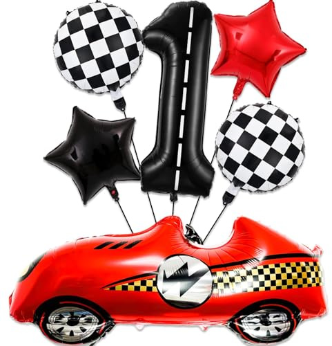 Car Geburtstagsdeko 1 Jahre,Folienballon Auto geburtstag,Auto Deko 1. geburtstag Junge,Folienballon Zahl 1,Kindergeburtstag Deko 1 Jahre,1 Jahr Rennauto Luftballons Junge Geburtstag Party