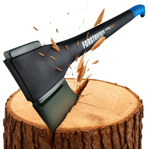 FORSTRIESE® Axt 72cm | Vibrationsarme Spaltaxt inkl. Klingenschutz | Beil aus hochwertigem Non-Break Fiberglas-Kunststoff zum Holz spalten | Teflon Beschichtung & ergonomischer Griff | TimberX70