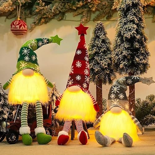 ZPQAODI 3 Piezas Decoraciones Navideñas GNOME, Adornos Colgantes de Gnomos de Navidad, Muñeco de Elfo de Papá Noel, Muñeca de Gnomo de Felpa, de Sin Rostro Elfo Navideño Muñeca