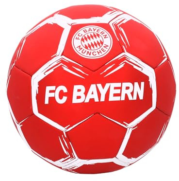 FC Bayern München Fußball Größe 5 (Rot/Weiß) I Maschinengenähter Trainingsball mit Vereinswappen I Offiziell lizenziert