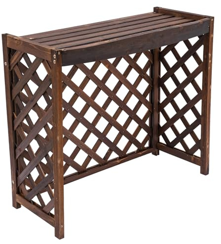 Air Conditioner Fence Wood Composter Bin 4 Panels 33.5 L x 13.8 W x 29.5 H Privacy Screens Fence Panels for Outside，Outdoor Trash Can Pool Equipment Enclosure Panels