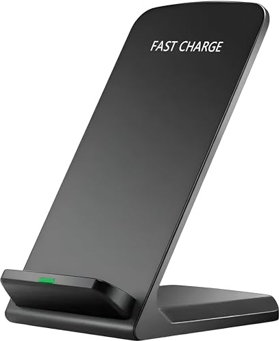 15W Fast Wireless Charging Stand, Qi2 Charger for iPhone 17/16/15/14/13 Series and Samsung Galaxy S25/S24/S23/S22/S21/Note 20, Vertical Phone Charger Dock with LED Indicator – Sleek Black