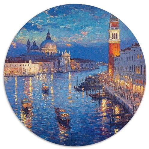 Venedig Wasserstadt Rund Puzzles 1000 Teile Fur Erwachsene Und Kinder Landschaft Geschicklichkeitsspiel Geschenk Fordernd Kleinkinder Groß 1000pcs (67.5x67.5cm)