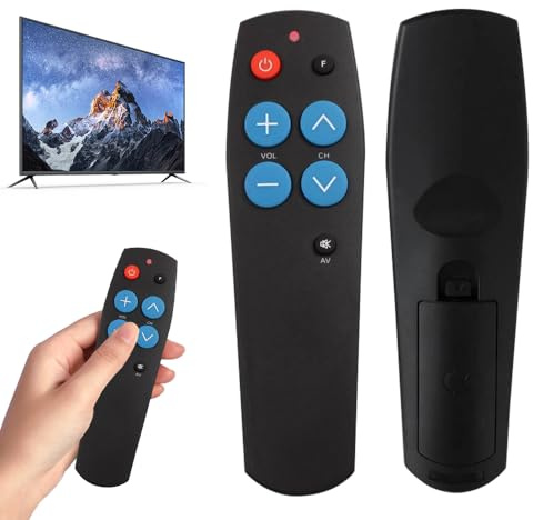 Nzkeuf Big Button TV Remote Control for Elderly Seniors, Extra Large 7- Key Universal Learning Remote, Jumbo Key, Dementia Friendly Gift, Compatible with Major Brands like Samsung LG Sony Sharp