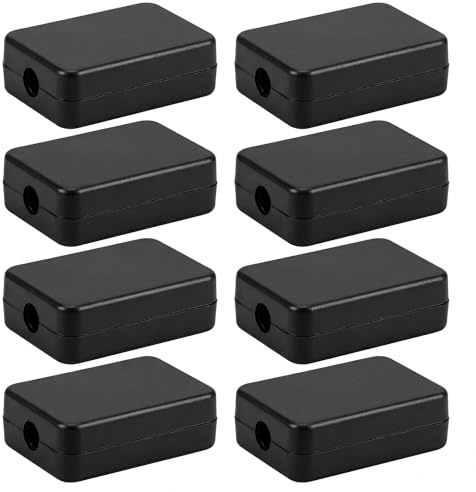 Boite de Derivation, Boite Derivation Etanche Plastique ABS, Boîtes de Jonction 55x35x15mm, Boite de Derivation Electrique pour Atelier Maison, Mini Boîtier Électrique Noir, Lot de 8pcs