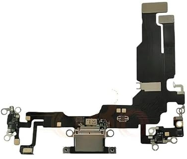Compatible For IPhone 15 Pro Max Dock Charging Port Flex Cable Repair Part With Microphone In Black Blue Pink (1PC)(15G-Black)