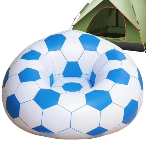 Uppblåsbar Sittmöbel, Fotbollstema Snabbuppblåsbar Soffa, Uppblåsbar Sittsäck, för Camping Campingplats Utomhusbruk och Simbassäng Trädgård Festival Vardagsrum Lounge Avkoppling