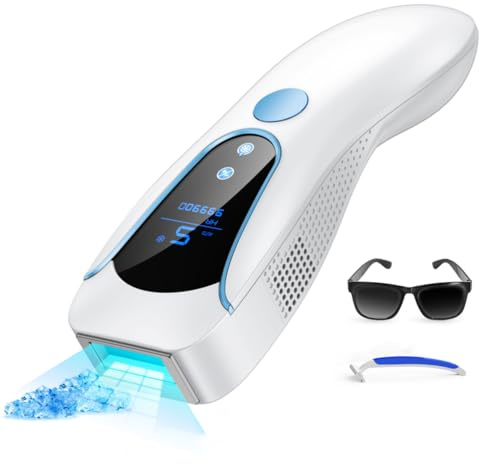 Épilateur Lumière Pulsée avec Fonction de Refroidissement, Épilateur Laser avec 999,900 Flashs, 9 Niveaux d'Énergie, Épilation IPL pour Visage, Aisselles, Jambes et Bikini - Hommes et Femmes, Blau