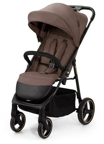 Kinderkraft Trig 3 Lightweight Stroller, Baby Pushchair, Easy Folding with One Hand, All Wheels Suspension, Ajustable Hood 5-Point Safety Harness, from Birth up to 25kg, Brown