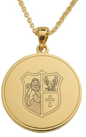 WORLD WIDE GEMS Collier pendentif orné d'un emblème royal gravé, en argent sterling 925 plaqué or, avec chaîne câble de 45,7 cm (18 pouces). Bijou fait main pour homme et femme | WWS_EGP_00797