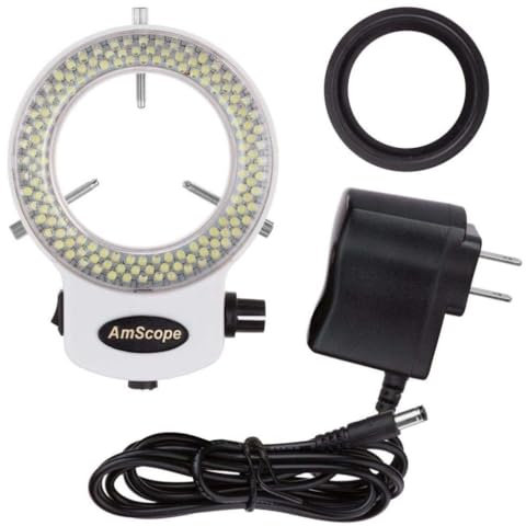 AmScope LED-144W-ZK Weiß Einstellbarer 144 LED Ring Light Illuminator für Stereomikroskop und Kamera