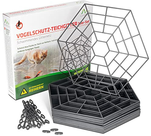 GARDIGO® Teichgitter 20er Set I Reiherschreck Gartenteich | Vogelabwehr Katzenabwehr I Schutz vor Fischdieben I Teichschutzgitter gegen Reiher und Katzen | Fischreiher Abwehr im Teich | Schutzgitter