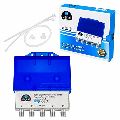 HB-DIGITAL DiseqC Commutateur avec boîtier de protection contre les intempéries Full HDTV 3D 4K UHD