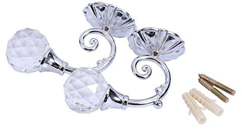 2 Pezzi cristallo Ganci per tende a muro Fermatenda Tenda Panneggio Muro Porta Titolare Ganci Appendiabiti (Argento)