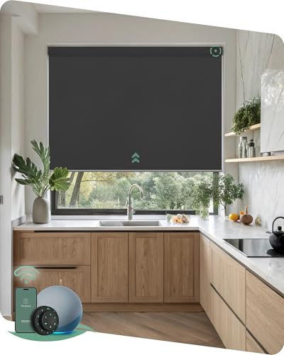 Yoolax Motorized Blinds with Remote, 100% Blackout Smart Blinds Custom Size