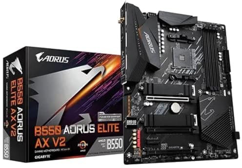 AORUS Elite Gigabyte B550 Brett AX V2 AMD Ryzen 5000/B550/ATX/True 12+2 Phases Digital VRM/PCIe4.0/DDR4/USB3.2 Gen 1/Realtek ALC1200/Intel WiFi 6/2xM.2 Thermal Guard/2.5 GbE LAN/HDMI/DP