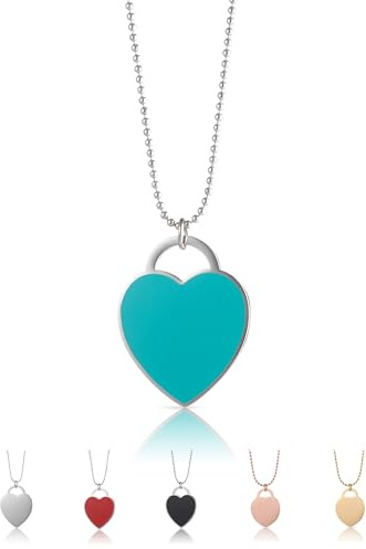 inSCINTILLE Kette Herz Damen Edelstahl Halskette mit Herz-Anhänger Inklusive Geschenkbox (Wasser Grün, 2.5)