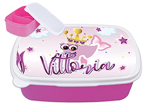 Contenitore Porta Pranzo merenda Bimbi Personalizzabile Squaletti Adatto per Il Tuo Bimbo Quando va a Scuola (Rosa)