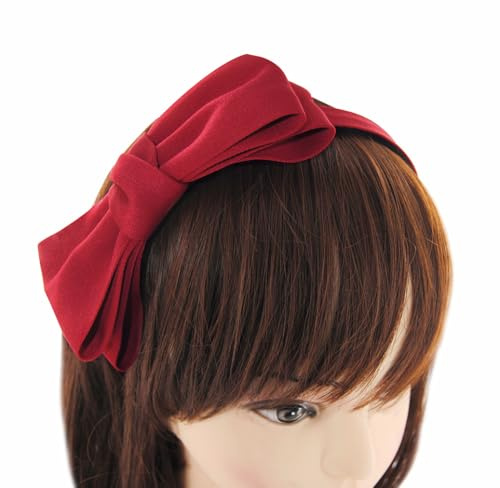 axy Haarreif mit große Schleife 14 cm x 7 cm - Wunderschön Damen Stirnband Haarschmuck Haarreifen HRS3 (Rot)
