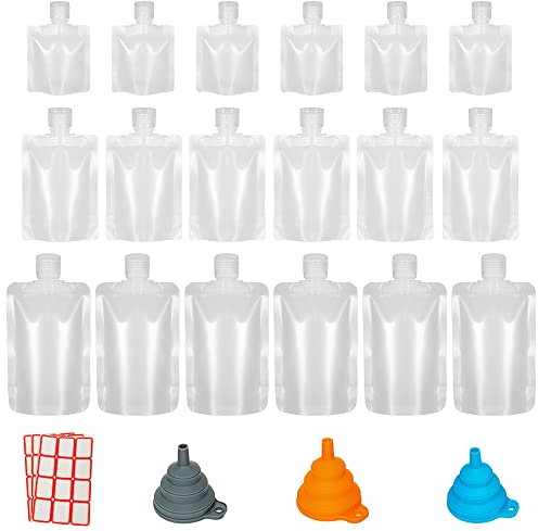 HQLESHUI 3 storlekar, 30 ml/50 ml/100 ml, resestorlek, påfyllningsbar, tom, klämpåse, stående väska för toalettartiklar, lotion, schampo, duschgel, klämpåse, läckagesäker sminksbehållare,