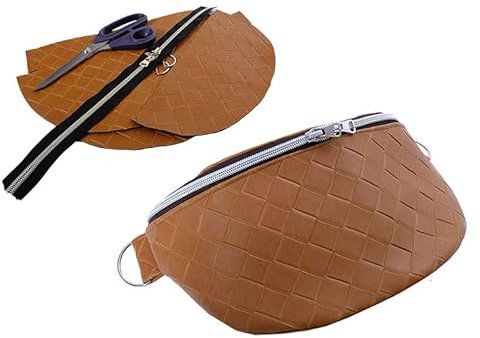 Zierstoff einfach nähen Nähset/Stoffpaket Tasche Tarika - geflochtenes Kunstleder Cognac