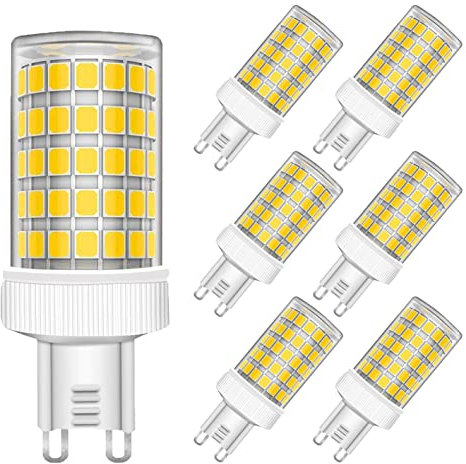 MAYCOLOR Bombilla LED G9 de 10W 80W Halógena Equivalente 800LM Blanco Frío 6000K 220-240V Bombilla LED Maiz G9 para Candelabro, Lámpara de Pared, de Mesa, de Espejo, No Regulable, 6 Unidades