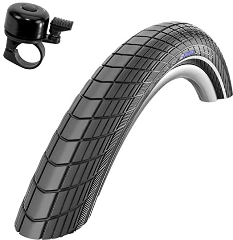 1 x Schwalbe Big Apple RaceGuard Fahrradreifen E-25 Fahrradmantel Decke mit Reflexstreifen 50-559 (26 x 2.00) inkl. Fahrradklingel
