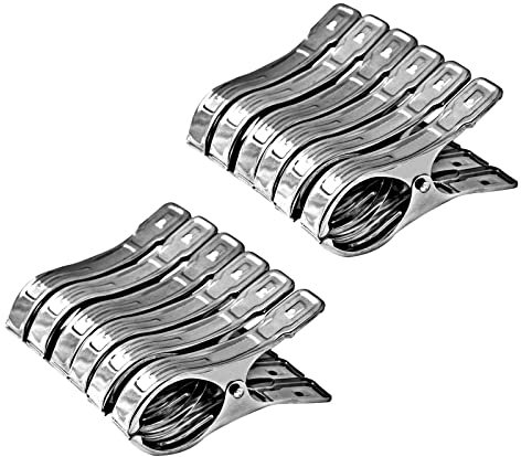 Vicloon 12 Stück Edelstahl Strandtuch Clips Große Wäscheklammern, Wäscheklammern Groß Edelstahl für Tägliche Wäsche, Strandtuch, Badetuch, Bettwäsche und Dicke Kleidung (12Pcs)