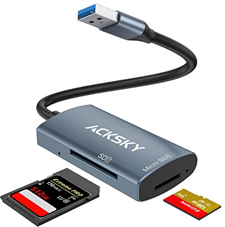 SD Card Reader, ACKSKY Micro SD Card Adapter, SD Card to USB Adapter, USB 3.0 Memory Card Reader, Supports TF SD SDHC SDXC Micro SD Micro SDHC Micro SDXC MMC, RS-MMC UHS-I Cards