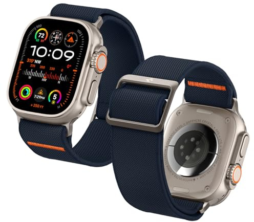 Spigen Lite Fit Ultra Armband kompatibel med Apple Watch Ultra 3/2/1 49mm, Serie 11/10 46mm, Serie 9/8/7/SE 45mm,44mm Nylon Solo Loop - Marinblå