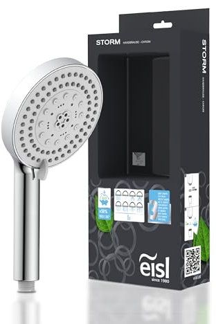 EISL DX5082 PARMA Duschkopf ohne Schlauch, wassersparende Handbrause, Duschbrause mit verschiedenen 8 Strahlarten und Standard-Brauseanschluss, Chrom
