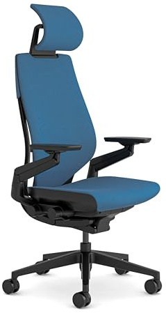 Steelcase Ergonomischer Bürostuhl: Gesture, Kopfstütze, Kobalt | Leicht montierbar, Universalrollen, Premium-Materialien, bis 180 kg und 190 cm, sitzkomfort