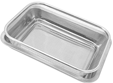 UPKOCH Panier De Vidange Acier Inoxydable Avec Plaque De Cuisson Et Égouttoir Huile Pour Friteuse Support Résistant Et Facile à Nettoyer Accessoires Pour Barbecue Et Cuisine Maison