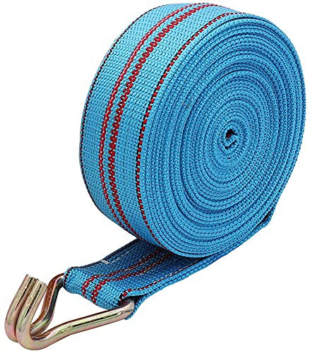 AGAATI Ladungssicherungsseil mit Haken, 4,8 cm breit, Fester LKW-Container, Flache Umreifung, Verpackungsseil (Größe: 48 mm x 6 m), Spanngurte, Ratschensicherung, Windengurte, Ladungssicherungsgurte,