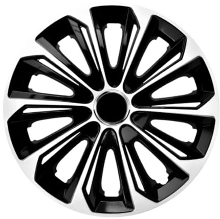 Luckyberg Radkappen 15 Zoll Strong | Radzierblenden 4er-Set für die meisten Automarken und Stahlfelgen, Zierkappen in vielen Farben. Felgenabdeckung für Autofelgen. (15 - SCHWARZ/Weiss)
