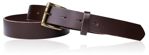 FRONHOFER Damengürtel echt Rindsleder 2,8 cm breit Dornschnalle messingfarbig 4 cm x 4 cm wechselbar per Druckknopf Größen bis 120 Made in Germany
