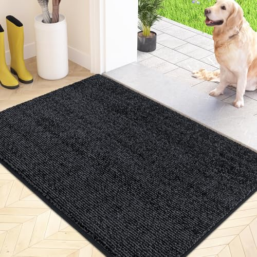 FCSDETAIL Schmutzfangmatte für den Innenbereich, 60 x 90 cm, maschinenwaschbar, Eingangsteppich, Hunde-Fußmatte, rutschfeste Bodenmatte für Eingang, schlammige Schuhe & Pfoten