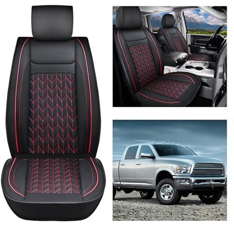Nilight Autositzbezüge, passgenau 2009–2024 Ram 1500 und 2010–2024 Ram 2500 3500, wasserdicht, verschleißfest, Leder, rutschfest, Vordersitzbezüge, 2 Jahre Garantie