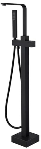BiaoTeng Standarmatur Freistehende Badewanne Schwarz 360° Drehung Messing Freistehende Badewanne Mit Armatur Armatur FüR Freistehende Badewanne,Schwarz