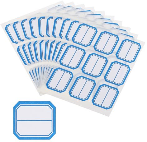 M&G 450 Stück Namensschild-Aufkleber, Namensetiketten-Aufkleber Wasserdichte Klebeetiketten Blank für Sachen-Kindertagesstättenbedarf Flasche Kleidung, 25x33mm, Blau Weiß
