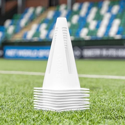 FORZA Flexi-koner [paket med 10] | Ultra-hållbara träningskoner för att förbättra och diversifiera träningspass över flera sporter – finns i 9 vibrerande färgalternativ (vit)