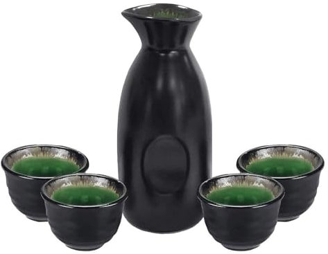 5-teiliges Sake-Set aus Porzellan, Keramik, Keramik, Kunsthandwerk, Sake-Set, Japanisches Sake-Tassen-Set, Weingläser, heißer und kalter Sake-Behälter