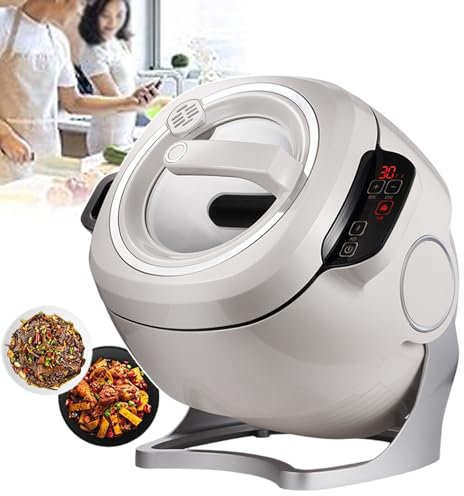 Robot ménager Commercial, Machine à Cuisiner Les poêles à Frire avec 3 Vitesses et Une capacité de 6L, Machine à Frire Le Riz avec Tambour Rotatif à 360° pour la Cuisson des
