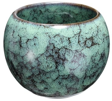 QUARKZMAN Tasses à Thé en Céramique Chinoises et Japonaises 5.07 oz Vert | Ensemble de Thé Gong Fu Fait à La Main Céramique à Glasure Changée Sans Anse Petite Tasse à Thé