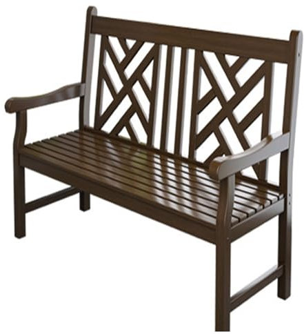 Gartenbank Wetterfest Vollständiger Massivholzrahmen, Straffe Latten, Starke Stuhlbeine, Sitzbank mit Lehne, Sitzbank Klassisch für Garten, Balkon, Terrasse(Walnut)