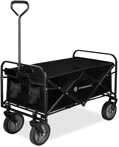 SPRINGOS Bollervagn shoppingvagn vikbar 105 l kundvagn, transportkärra, rullvagn, barn, handvagn, vagn upp till 80 kg, bärkapacitet, transportvagn, maskinvagn svart
