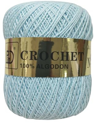 Hilo de Algodón nº12 (Algodón 100%), Madeja de Hilo de 80 gramos, Lana para Crochet, Tejer, Manualidades, Costura, Ganchillo, Amigurumis, DIY, (1, Azul)