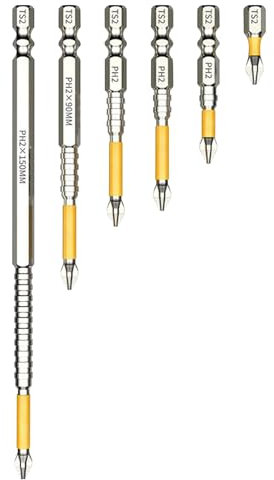Set di punte per trapano magnetiche, ad alta resistenza, punte intercambiabili in acciaio S2, strumento per elettricisti e riparazioni domestiche, 150 mm, 20,5 x 8 x 1 cm
