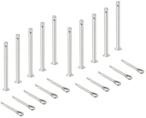 sourcing map Gabelkopfstifte, M4 x 60 mm, 304 Edelstahl, Einloch, Flachkopf, Anhängerkupplung, Verschlusssysteme mit Splinten für Möbelmontage, Anhänger, Rasenmäher, Silber, 10 Stück